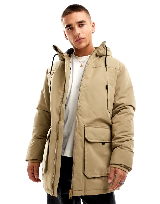 Jack & Jones Jack & Jones utility parka in beige-Neutral