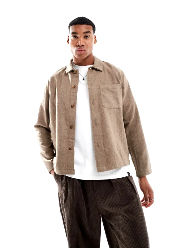 New Look New Look wool blend overshirt in light brown