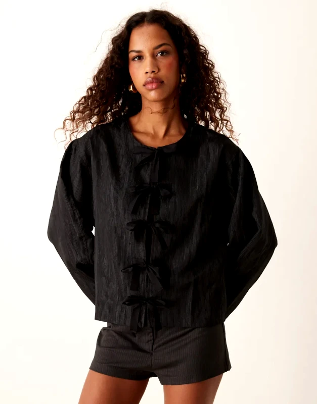 Ghospell Ghospell oversized jacquard top in black