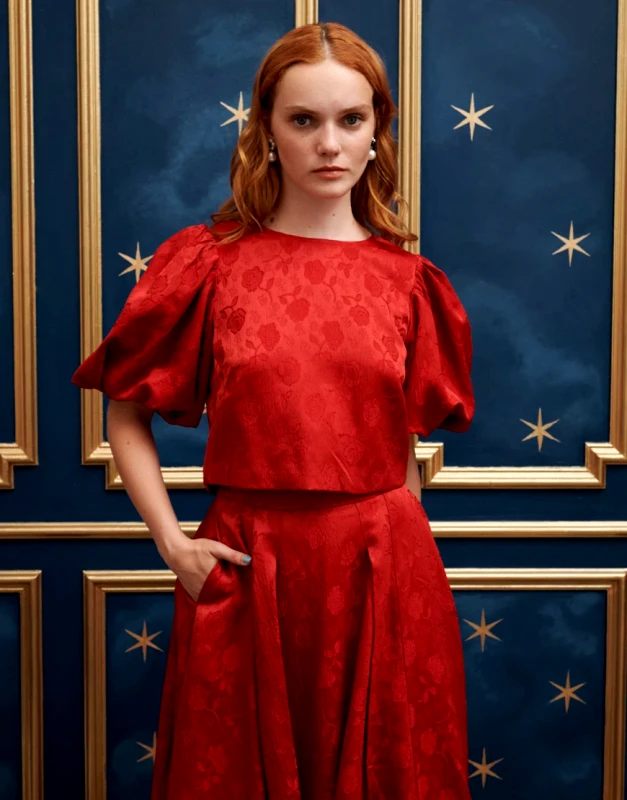 sister jane Sister Jane jacquard top co-ord in red