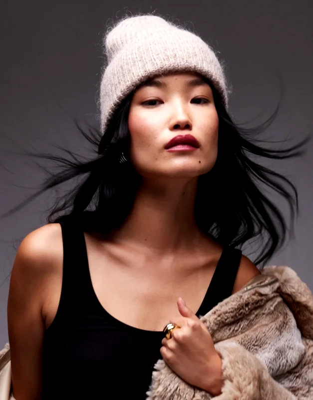 & Other Stories & Other Stories premium mohair and wool blend beanie hat in beige-Neutral