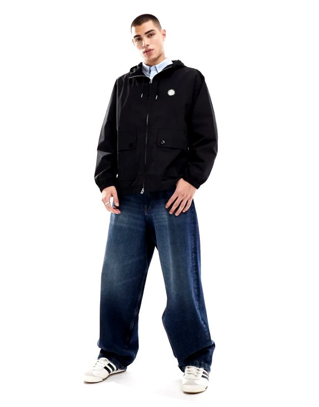 Pretty Green Pretty Green live forever zip up jacket in black