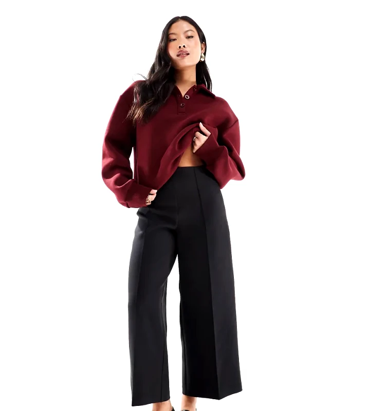 ASOS DESIGN ASOS DESIGN Petite tailored clean ankle grazer wide leg trousers in black