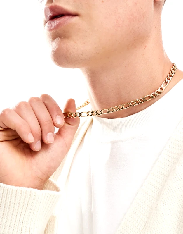 FADED FUTURE Faded Future statement figaro chain necklace in gold