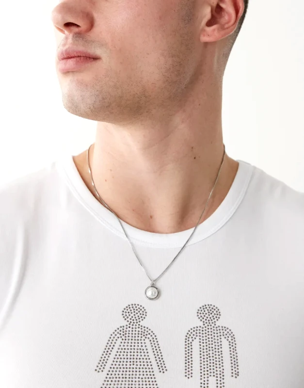FADED FUTURE Faded Future pearl pendant necklace in silver