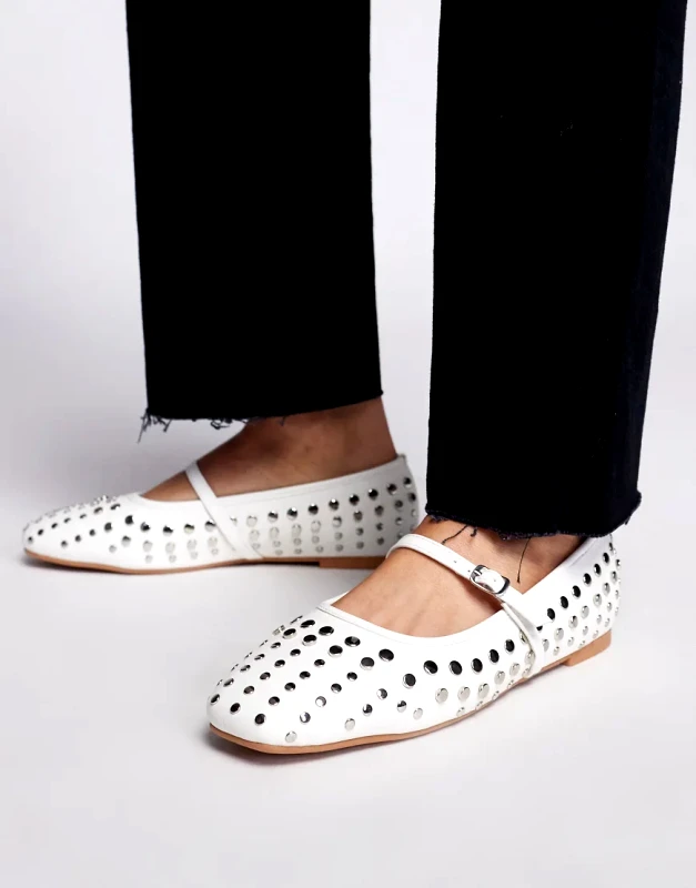 Public Desire Public Desire Arkel flat stud ballets in white
