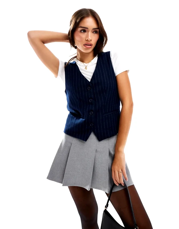 Hollister Hollister relaxed waistcoat in navy pinstripe
