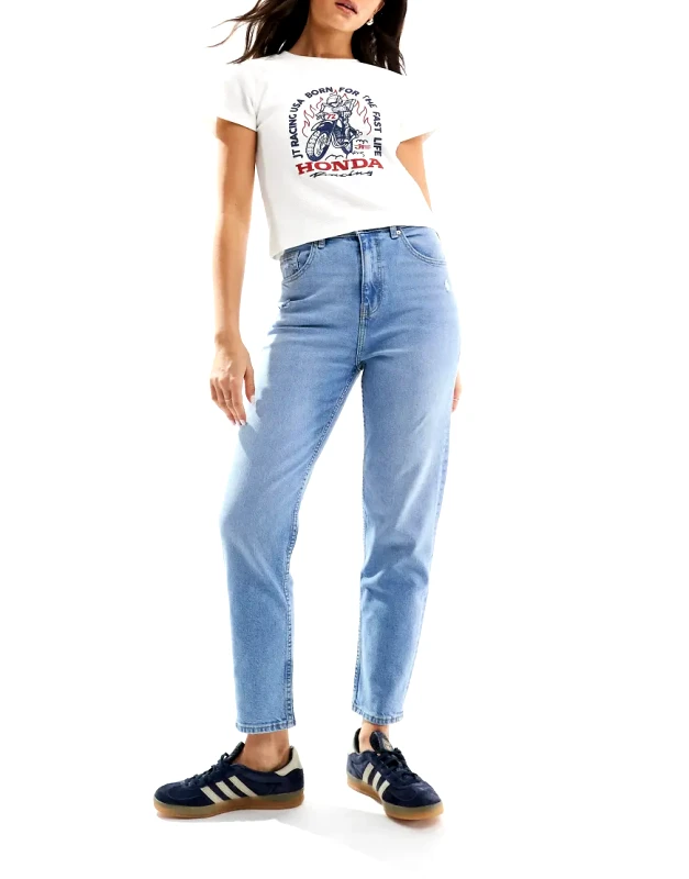 Bershka Bershka comfort fit mom jean in light blue