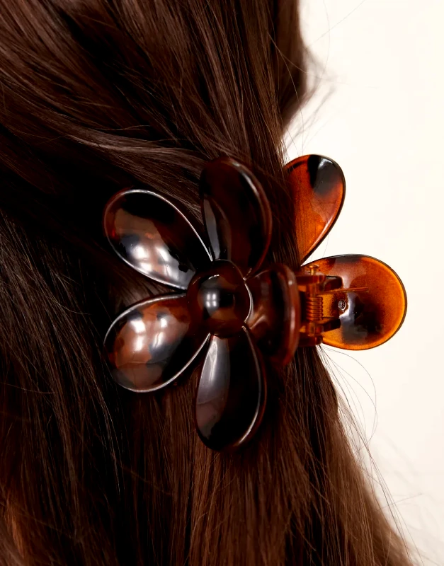 DesignB London DesignB London flower hair claw in tortoiseshell-Brown
