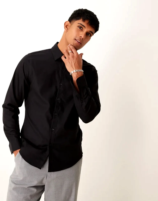 Abercrombie & Fitch Abercrombie & Fitch long sleeve suiting shirt in black