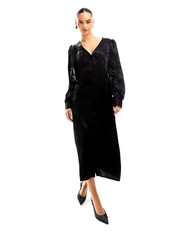Nobody's Child Nobody's Child Tasha satin maxi dress in floral black jacquard