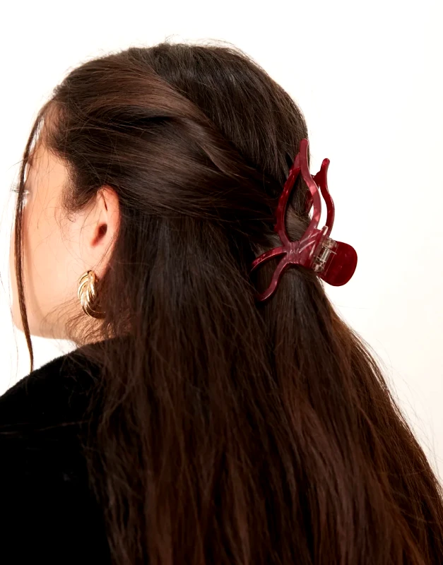 Sui Ava Sui Ava Bow Elegance big hair claw in burgundy-Red