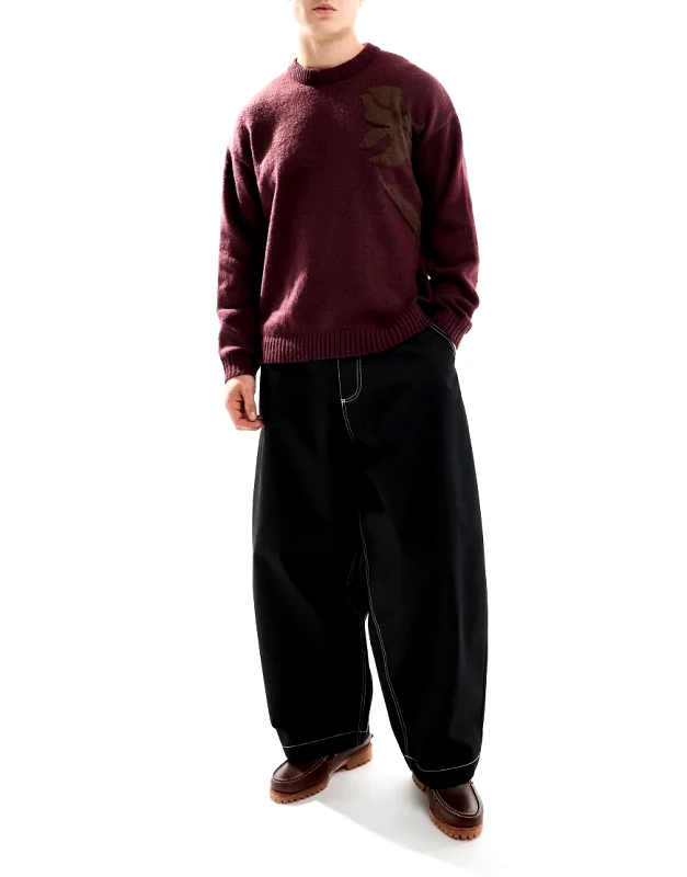 ASOS DESIGN ASOS DESIGN super baggy trousers in black with contrast stitch detailing