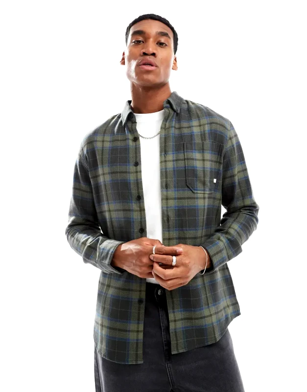 Farah Farah marcelo check long sleeve shirt in black and green