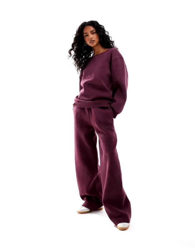 ASOS DESIGN ASOS DESIGN co-ord cocoon leg jogger in acid wash burgundy-Red