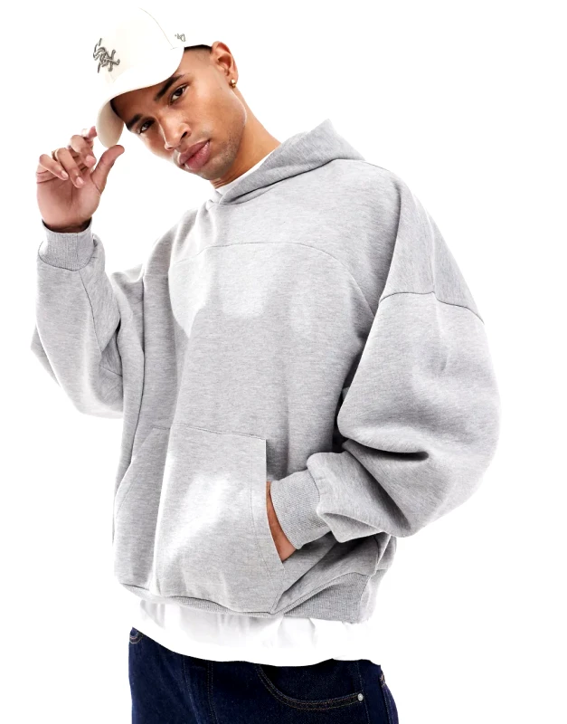 ASOS DESIGN ASOS DESIGN extreme oversized hoodie with seam detail in grey marl