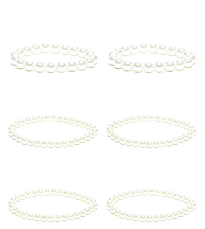 ASOS Curve ASOS DESIGN Curve pack of 6 bracelets with faux glass pearl design-White