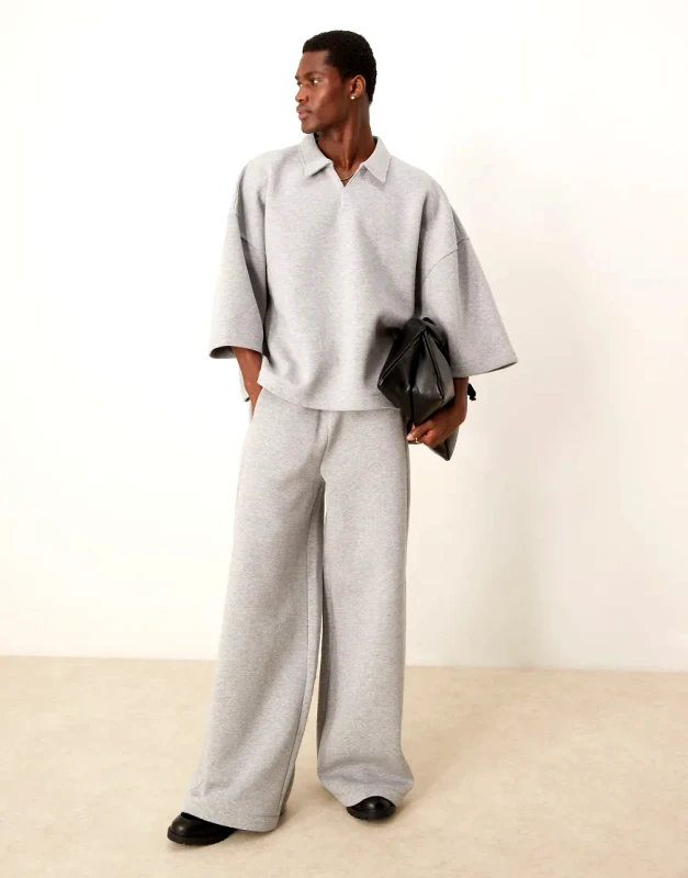 ASOS DESIGN ASOS DESIGN co-ord wide leg jogger in grey marl