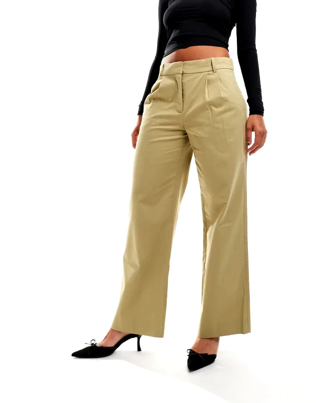 Abercrombie & Fitch Abercrombie & Fitch ultra wide leg tailored trouser in olive green