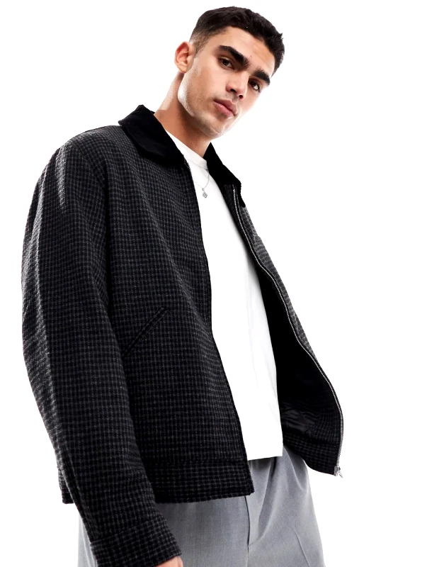 Jack & Jones Jack & Jones wool worker jacket in black check