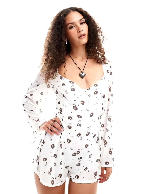 Reclaimed Vintage Reclaimed Vintage western playsuit in ditsy print-Multi