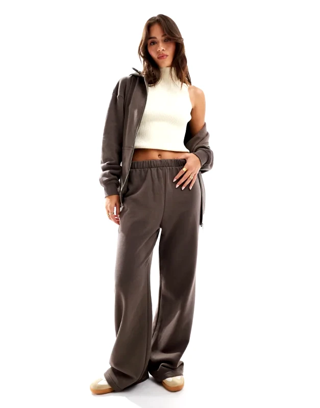 Cotton:On Cotton On fleece wide leg joggers in brown