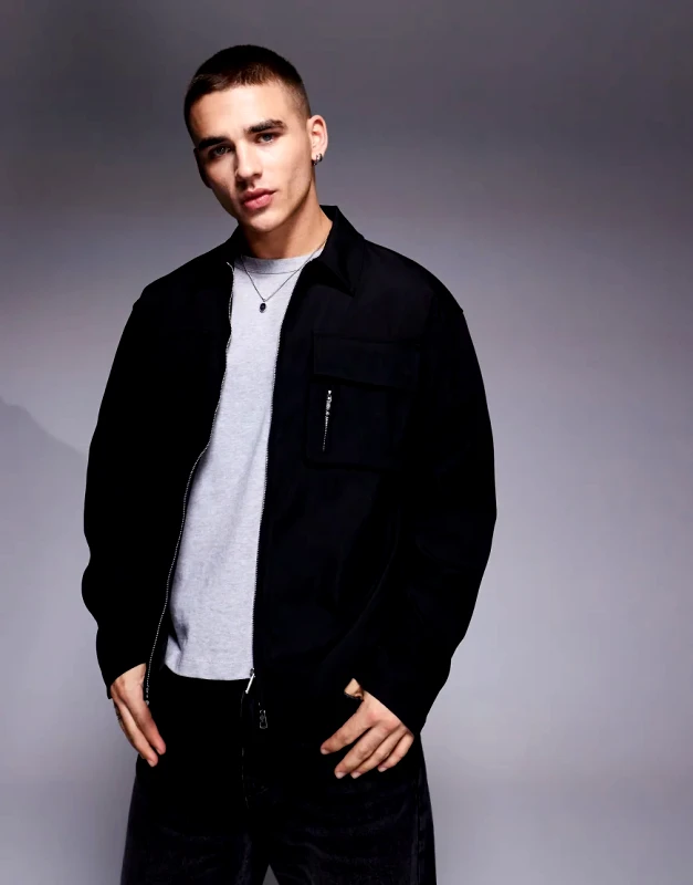 The Couture Club The Couture Club heavyweight nylon long sleeve shirt in black