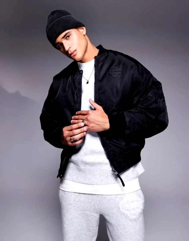 The Couture Club The Couture Club oversized emblem bomber jacket in black