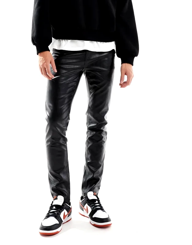 ASOS DESIGN ASOS DESIGN skinny leather look trouser in black