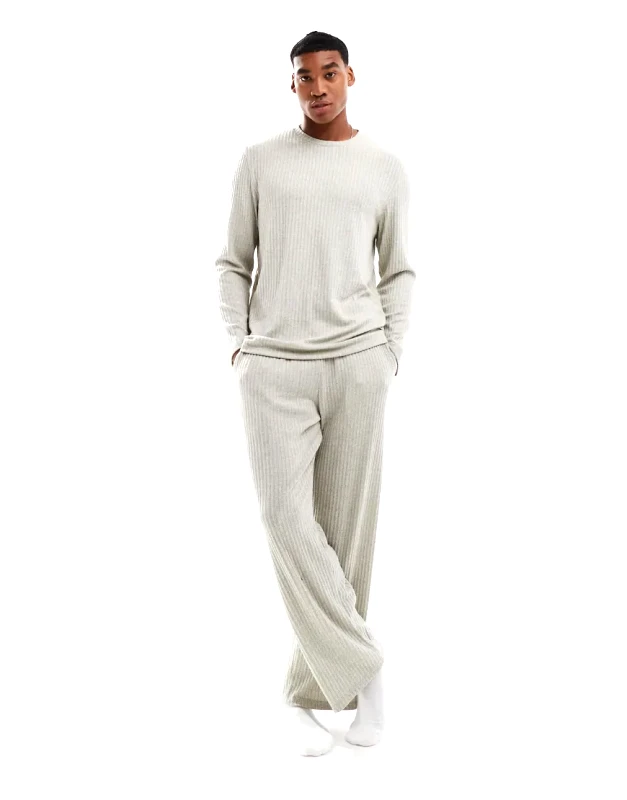 ASOS DESIGN ASOS DESIGN loungewear set with long sleeve t-shirt in light green