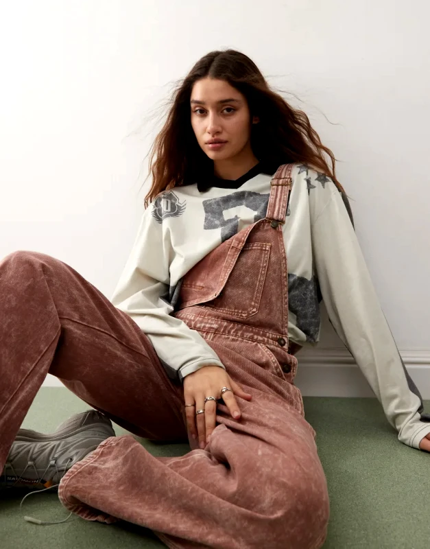 Deus Ex Machina Deus Ex Machina X ASOS exclusive denim dungaree in dirty pink wash-Blue