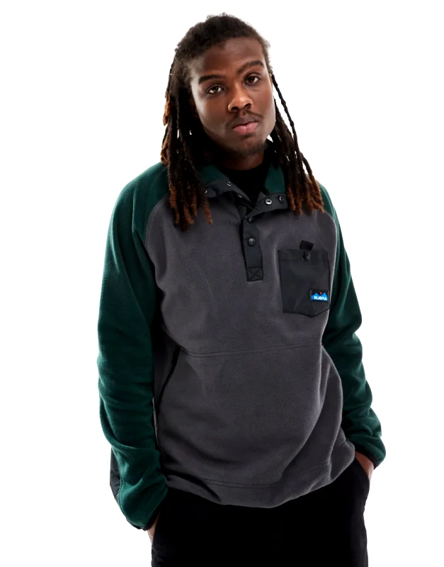 KAVU Kavu teannaway half placket fleece pullover in grey