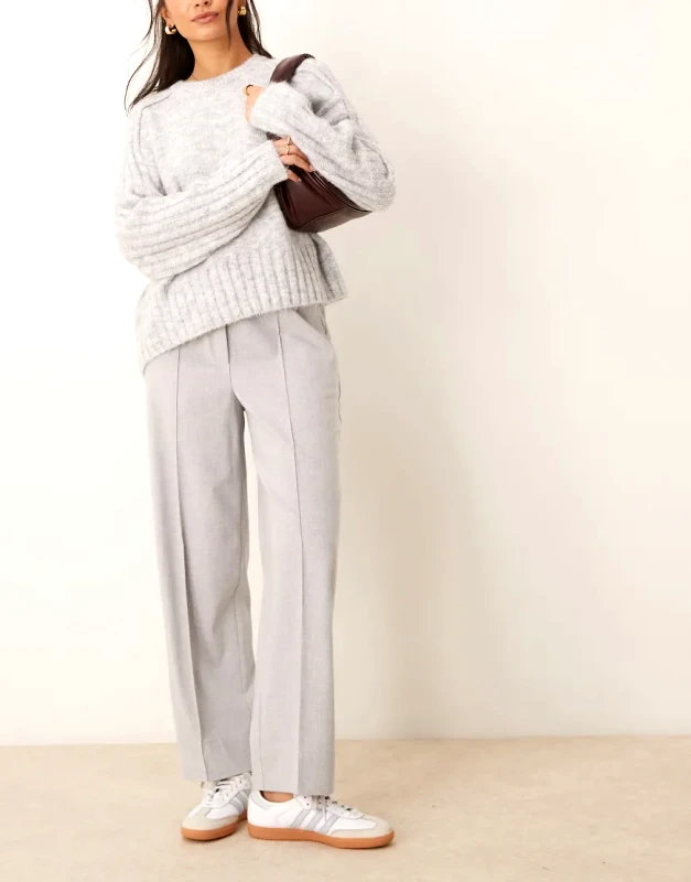 ASOS DESIGN ASOS DESIGN tailored pull on ankle grazer barrel trousers in grey