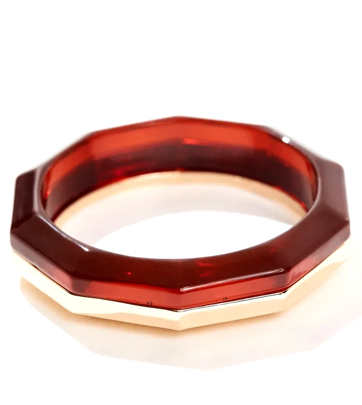 ASOS Curve ASOS DESIGN Curve Limited Edition bangle bracelet with mixed resin and gold tone detail