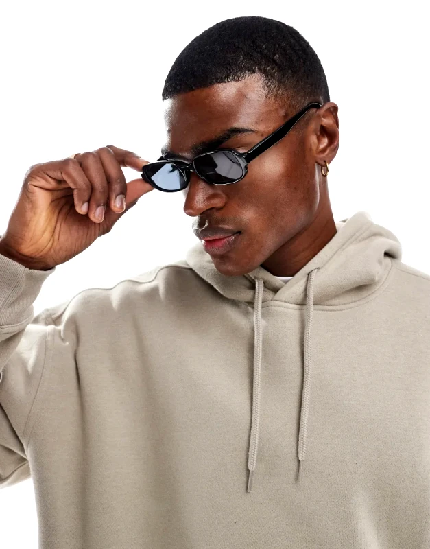 ASOS DESIGN ASOS DESIGN 90's skinny square sunglasses in black with smoke lens
