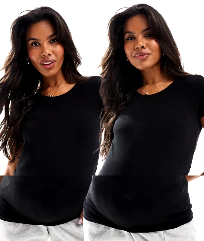 Only Maternity ONLY Maternity 2-pack short sleeve t-shirt in black