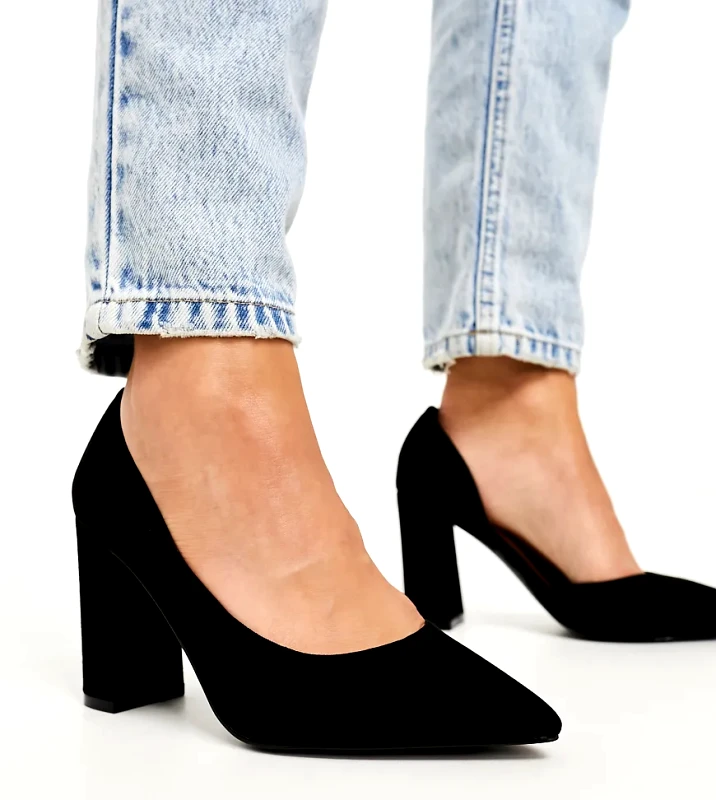 ASOS DESIGN ASOS DESIGN Wide Fit Winston d'orsay high heeled shoes in black suedette