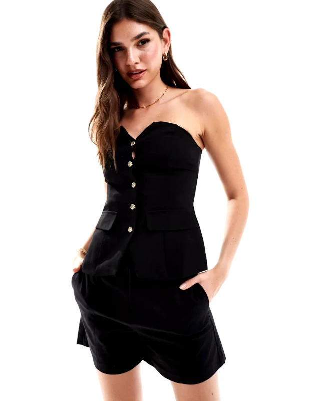 Urban Threads Urban Threads structured corset top with gold buttons in black