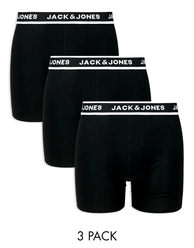 Jack & Jones Jack & Jones 3 pack long trunks in black
