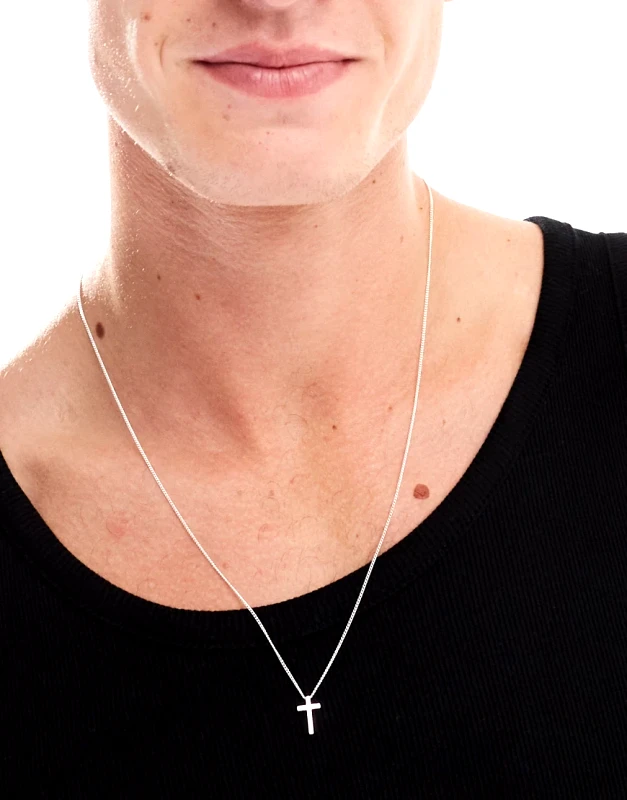 ASOS DESIGN ASOS DESIGN necklace with ditsy cross in silver tone