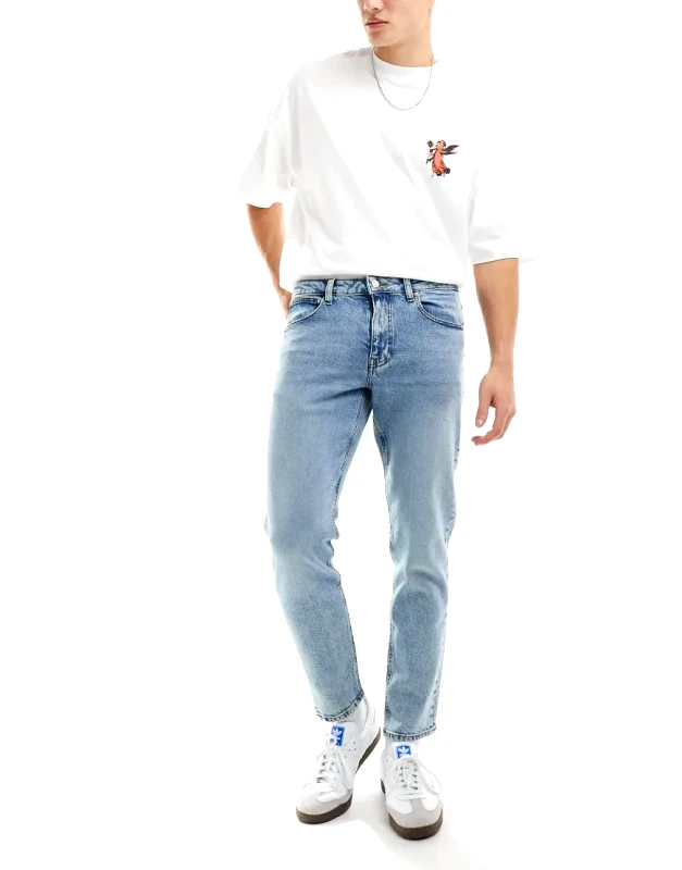ASOS DESIGN ASOS DESIGN stretch tapered jeans in light wash blue
