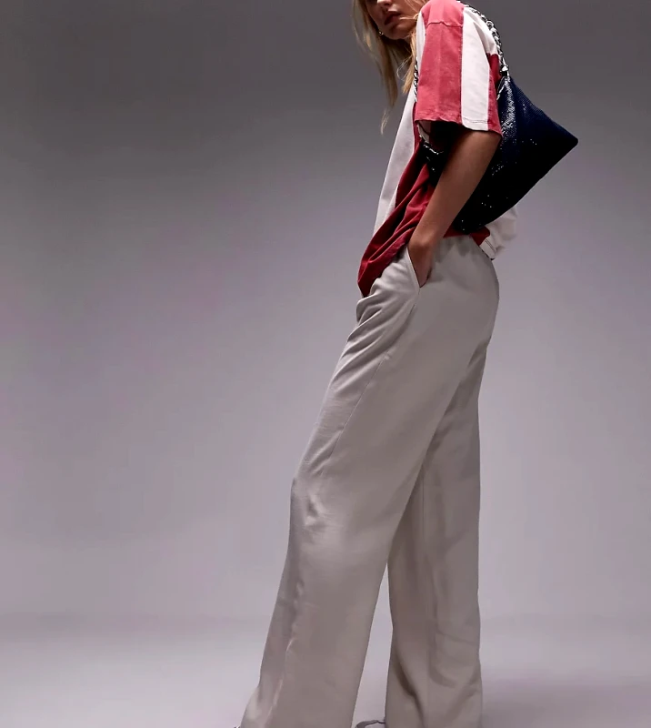 Topshop Tall Topshop Tall smart jogger in ecru-White