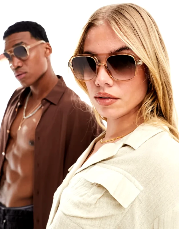Jeepers Peepers Jeepers Peepers aviator sunglasses in beige transparent-Neutral