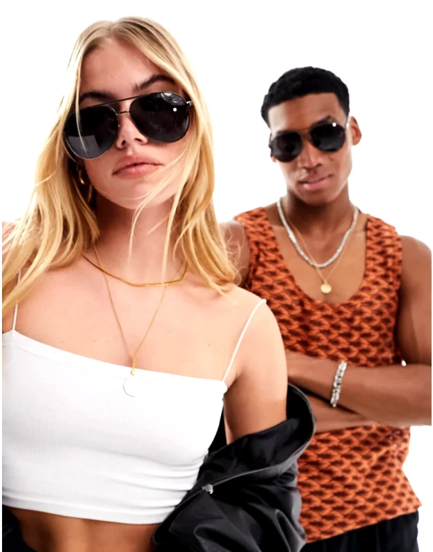 Jeepers Peepers Jeepers Peepers aviator sunglasses in gunmetal-Silver
