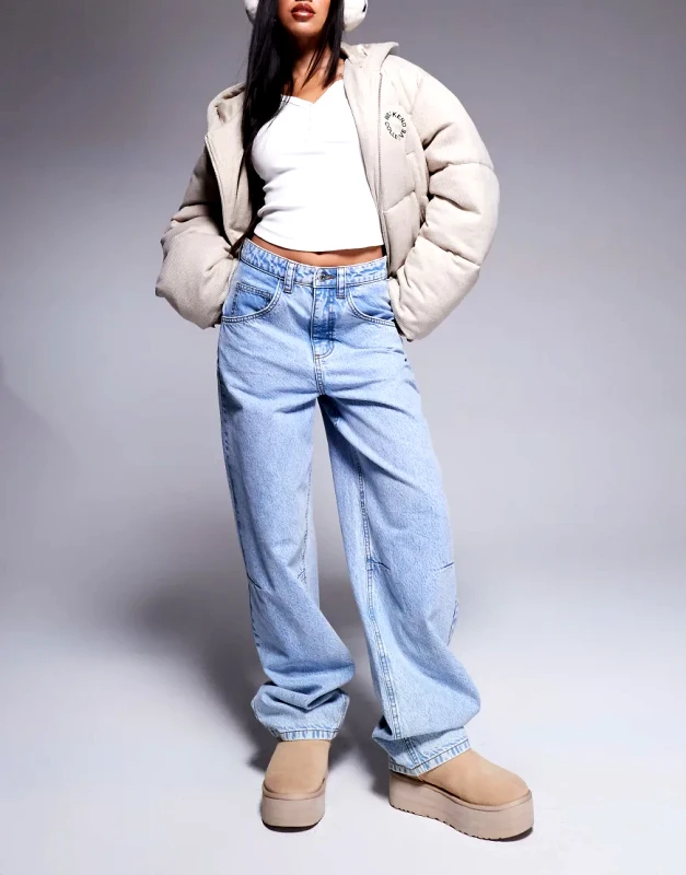 ASOS Weekend Collective Weekend Collective baggy barrel fit jeans in light blue wash