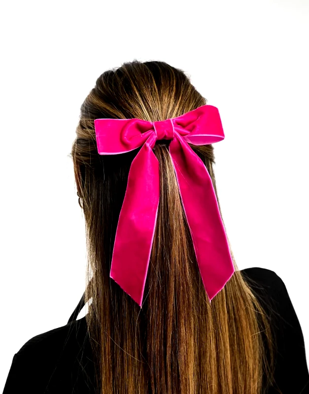 Easilocks Easilocks ASOS Exclusive Oversized Velvet Hair Bow - Fuschia-Pink
