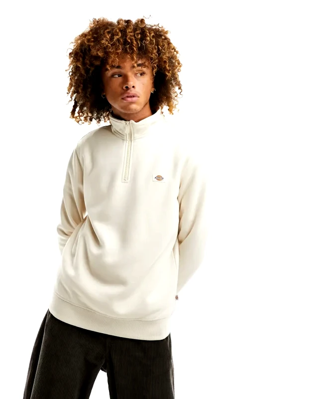 Dickies Dickies oakport 1/4 zip fleece sweatshirt in stone-Neutral