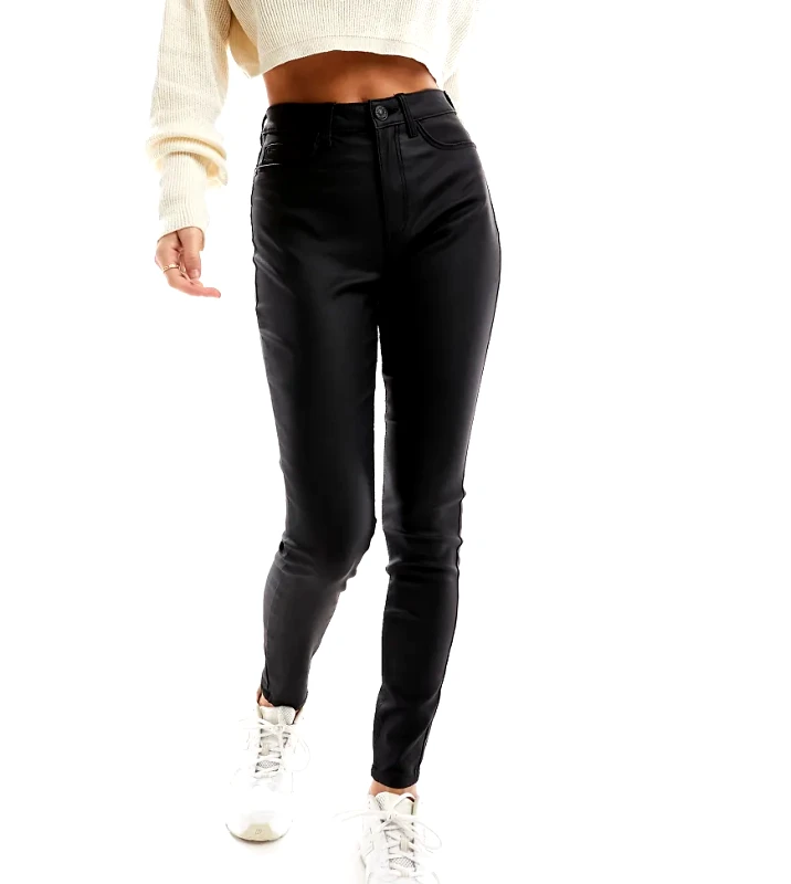 Noisy May Petite Noisy May Petite Callie coated skinny jeans in black