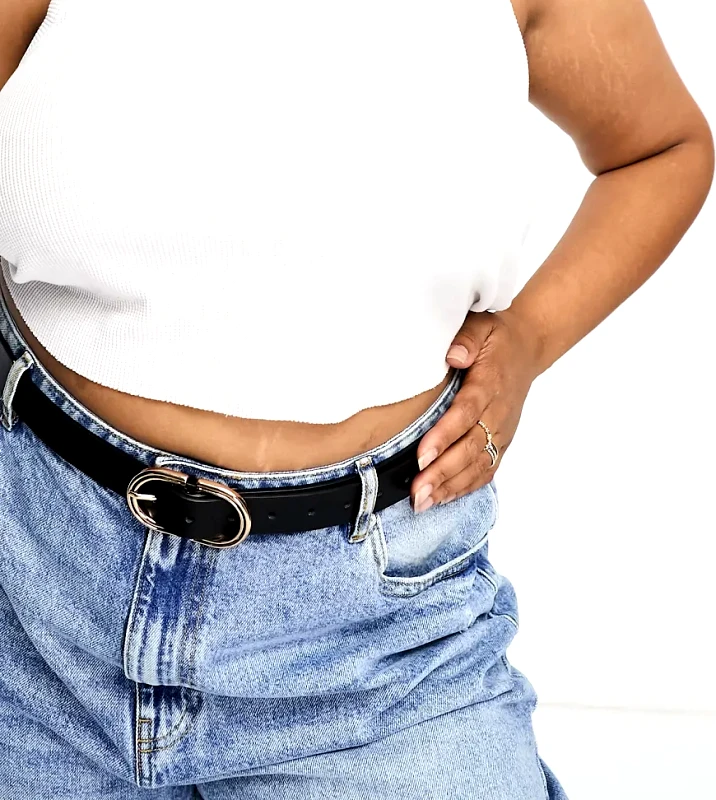 ASOS Curve ASOS DESIGN Curve waist and hip jeans belt in black - BLACK
