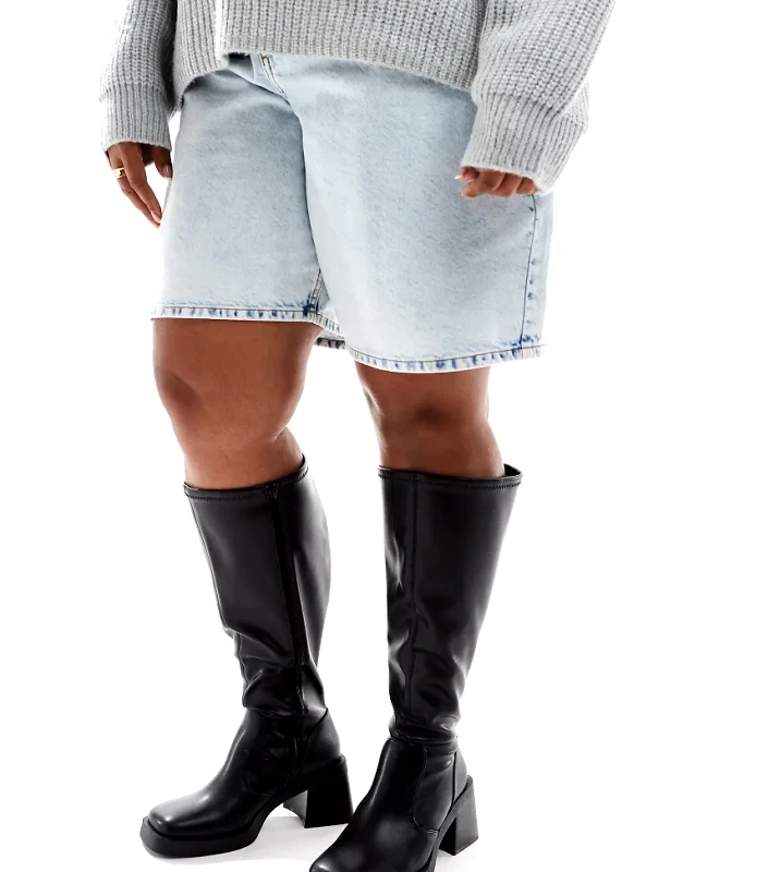 ASOS DESIGN ASOS DESIGN Curve Charlotte heeled knee boots in black